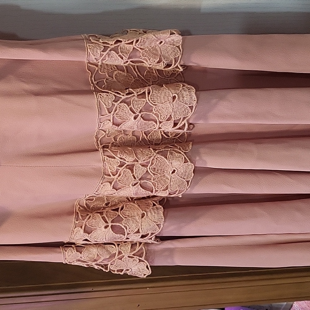 Vintage 1950's Dusty Pink Lace Top Dress 3/4 Length Sleeve Size S - Picture 3 of 9